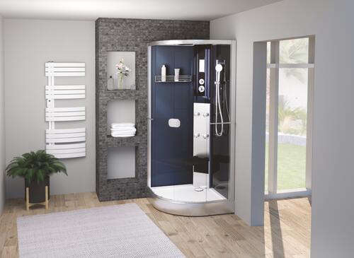 Cabine de douche hydromassante Ned 1/4 cercle 90 - Montage sans silicone